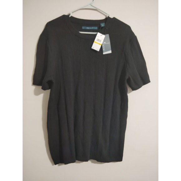 Perry Ellis Other - Perry Ellis Men's Short Sleeve Crew Neck Cable Knit Sweater Black Size Medium